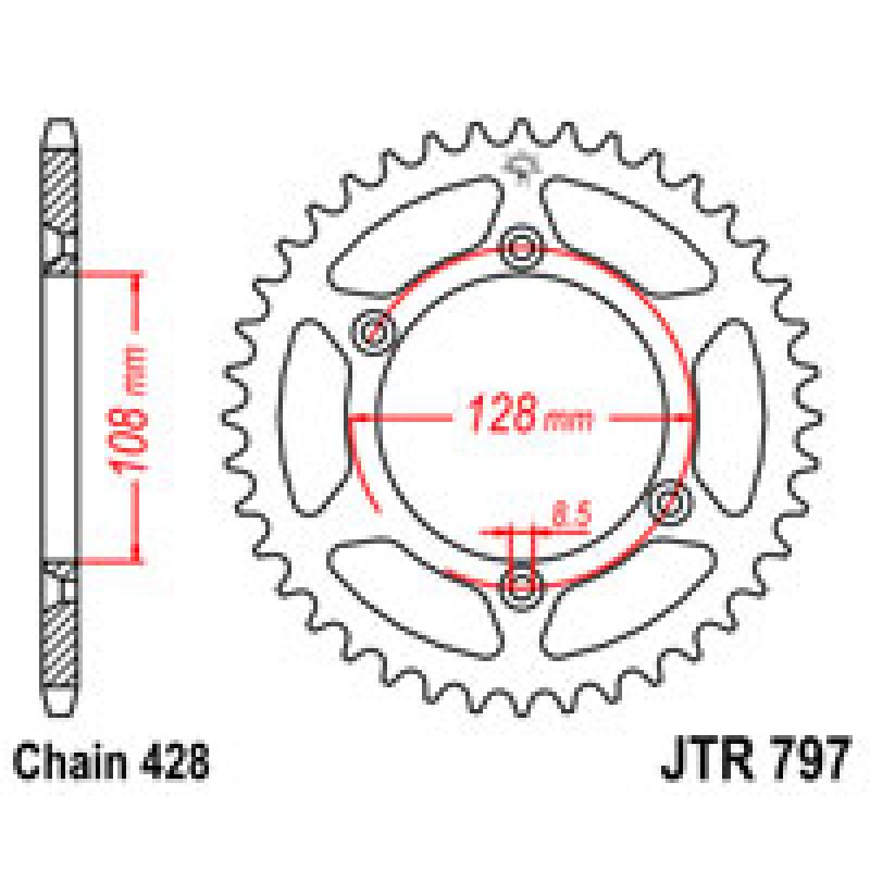 Купить Звездочка задняя JT Sprockets (шаг 428 ) JT JTR797